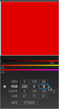 screenshot of three text boxes next to RGB and editing the numbers inside the boxes
